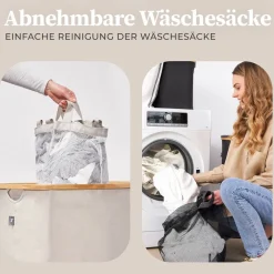 Wäschekorb beige Kunststoff B/H/L: ca. 36,5x67x61 cm