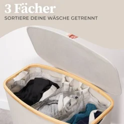 Wäschekorb beige Kunststoff B/H/L: ca. 36,5x67x61 cm