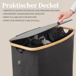 Wäschekorb dunkelgrau Kunststoff B/H/L: ca. 36,5x67x61 cm