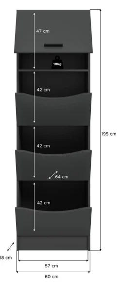 Wäscheschrank Free anthrazit B/H/T: ca. 60x196x68 cm