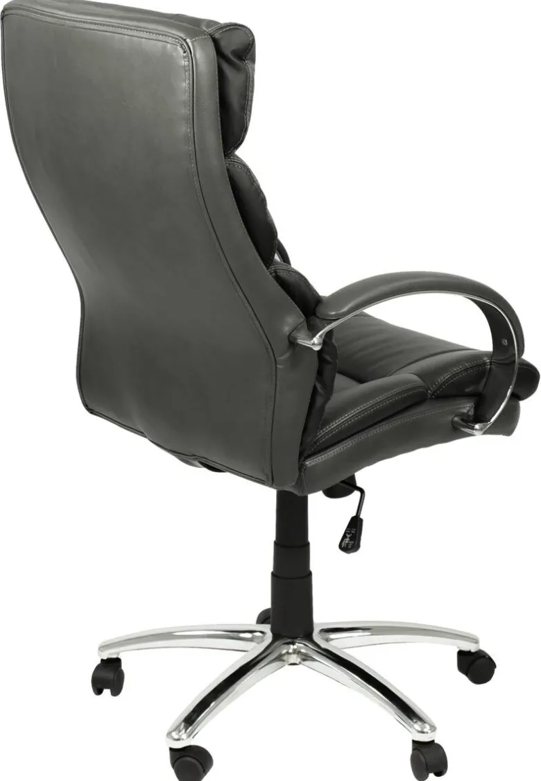 XXL-Chefsessel PAUL-XXL grau Chrom Kunstleder Metall