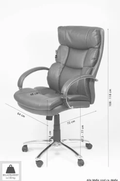 XXL-Chefsessel PAUL-XXL grau Chrom Kunstleder Metall
