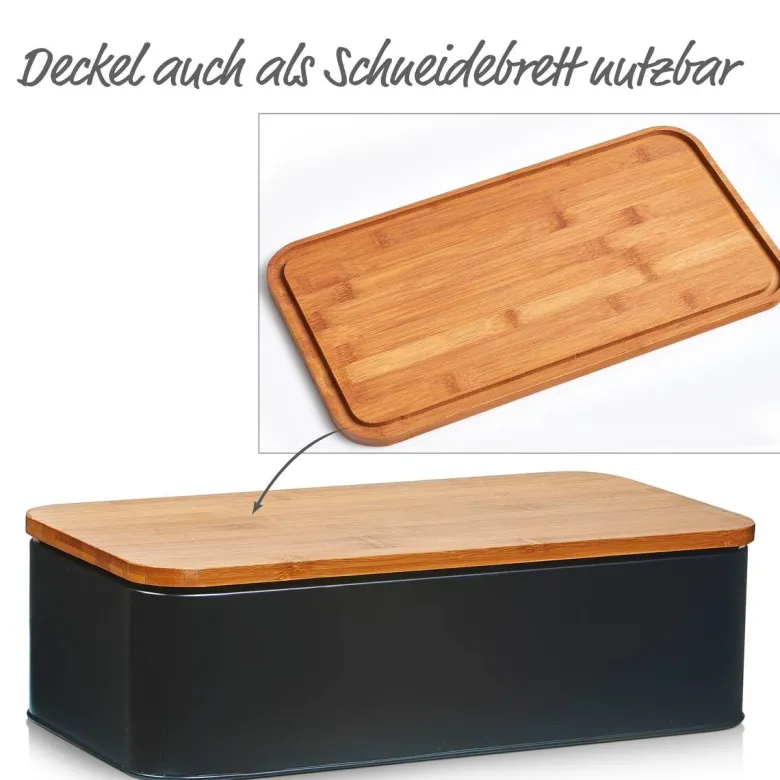 Zeller Brotkasten schwarz Metall B/H/L: ca. 23x13x42,5 cm