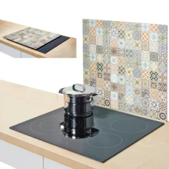 Zeller Herdblende-/Abdeckplatte Mosaik beige Glas B/H/L: ca. 50x0,8x56 cm