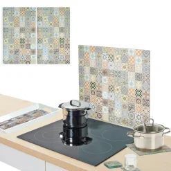 Zeller Herdblende-/Abdeckplatte Mosaik beige Glas B/H/L: ca. 50x0,8x56 cm