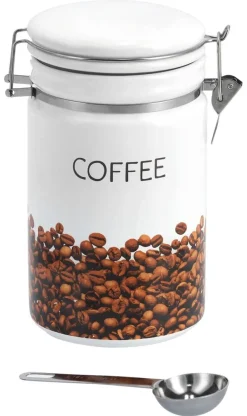 Zeller Kaffeedose mit Löffel weiß Keramik B/H/L: ca. 11x19,5x16 cm