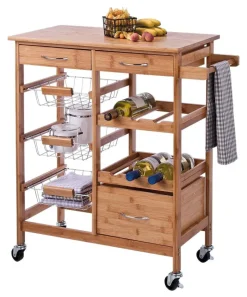 Zeller Küchenrollwagen braun Bambus B/H/L: ca. 36x84x66 cm