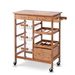 Zeller Küchenrollwagen braun Bambus B/H/L: ca. 36x84x66 cm
