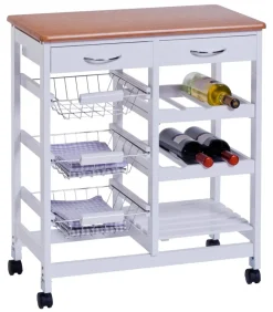 Zeller Küchenrollwagen weiß Bambus B/H/L: ca. 36x76x66 cm