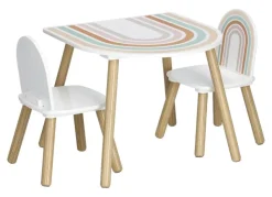 Zeller Kindertisch mit 2 Stühlen Rainbow bunt Kiefer B/H/T: ca. 55x55x45 cm