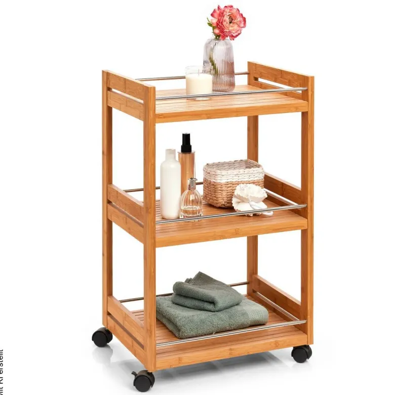 Zeller Rollwagen natur Bambus B/H/T: ca. 46x76x38 cm
