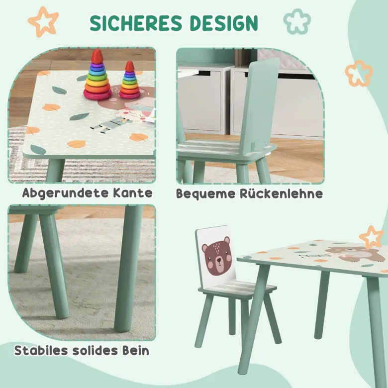 ZONEKIZ Kinder Sitzgruppe grün Kiefer B/H/L: ca. 60x44x60 cm