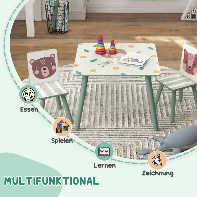 ZONEKIZ Kinder Sitzgruppe grün Kiefer B/H/L: ca. 60x44x60 cm